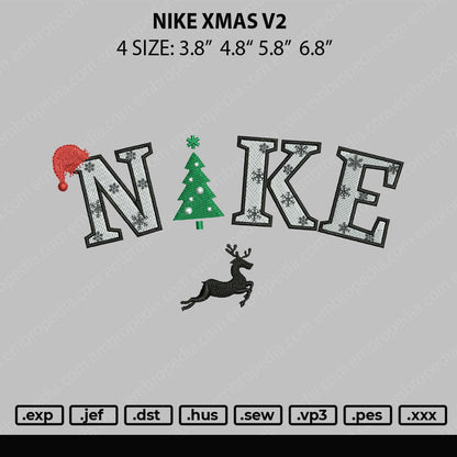 Nike Xmas Embroidery File 4 size