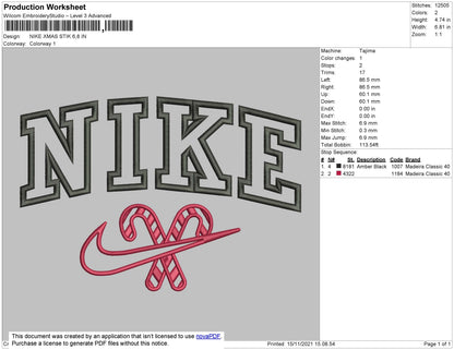 Nike Xmas Stick Embroidery File 4 size