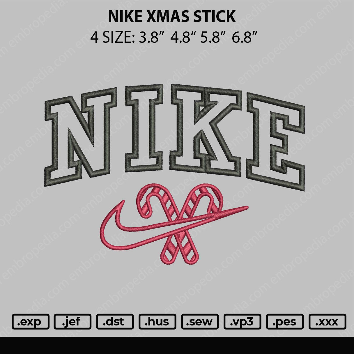 Nike Xmas Stick Embroidery File 4 size