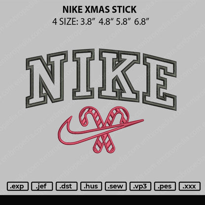 Nike Xmas Stick Embroidery File 4 size