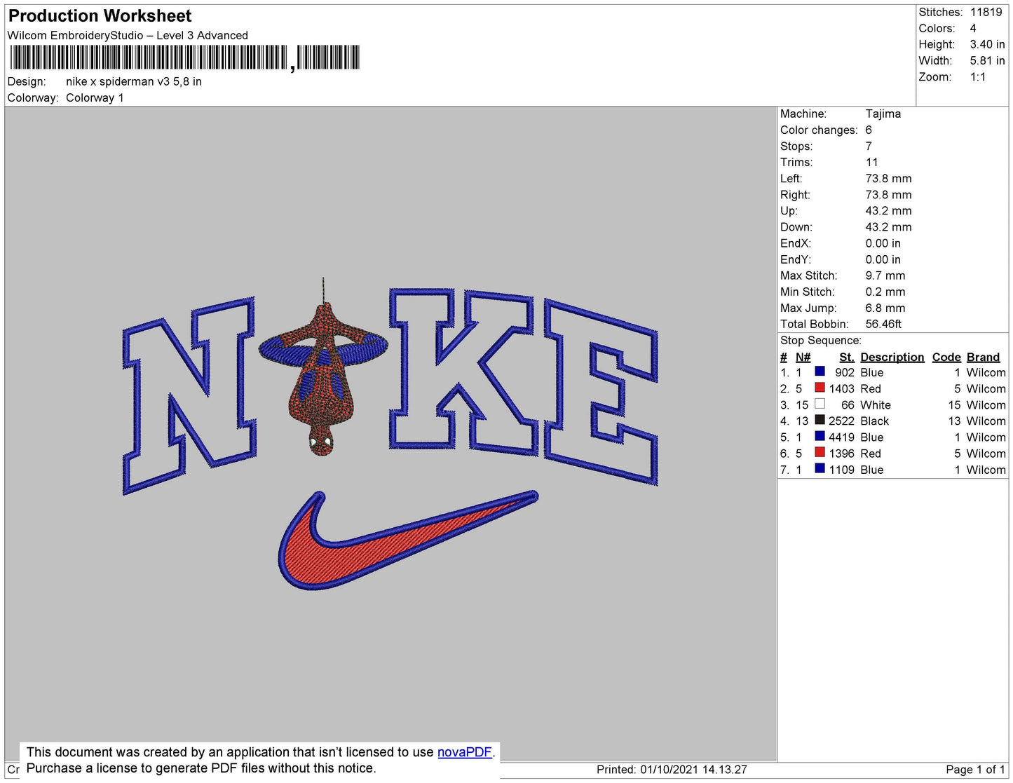 Nike X Spiderman Embroidery File 4 size