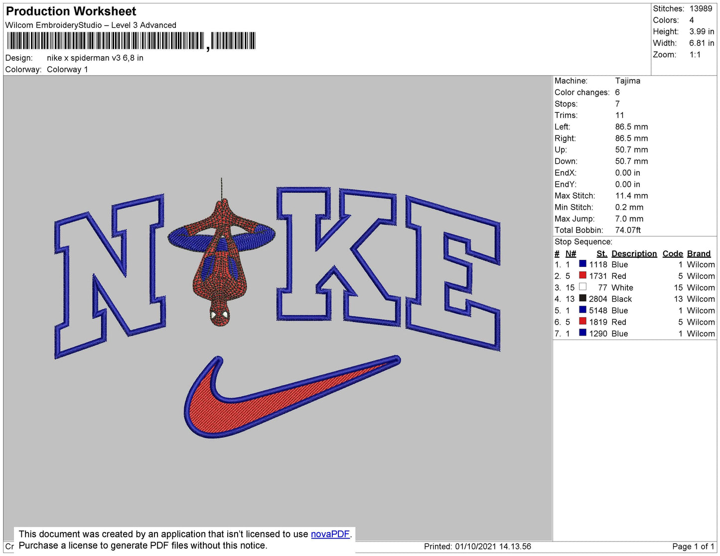 Nike X Spiderman Embroidery File 4 size