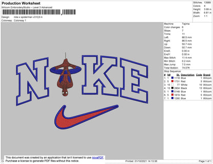 Nike X Spiderman Embroidery File 4 size