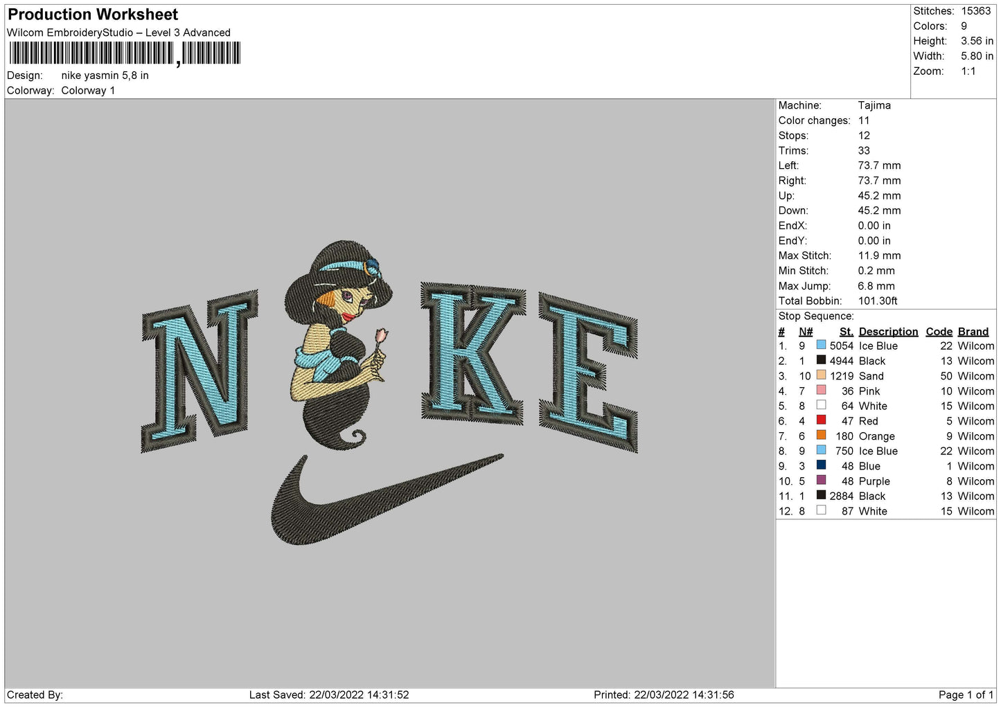 Nike Yasmine Embroidery File 4 size