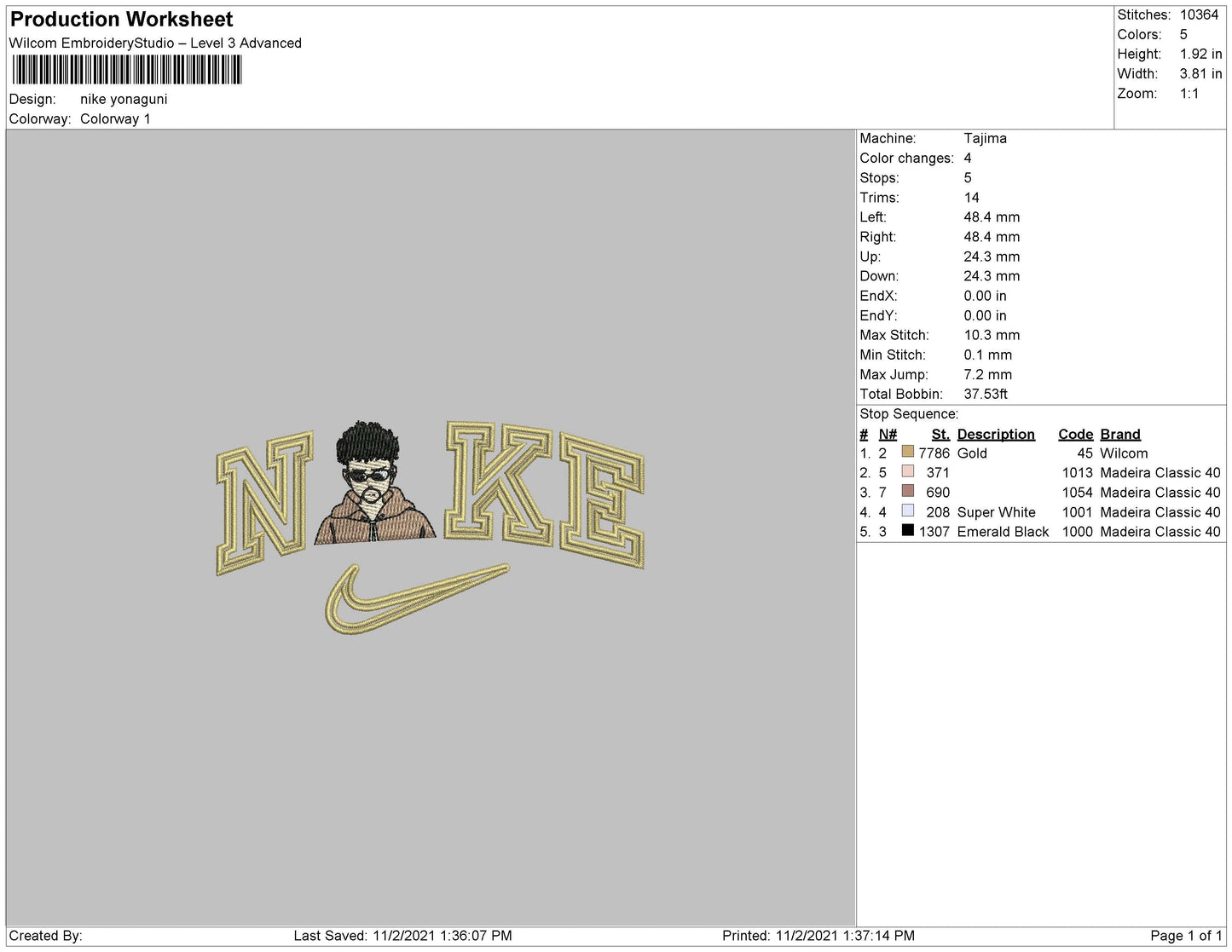 Nike Yonaguni Embroidery File 4 size