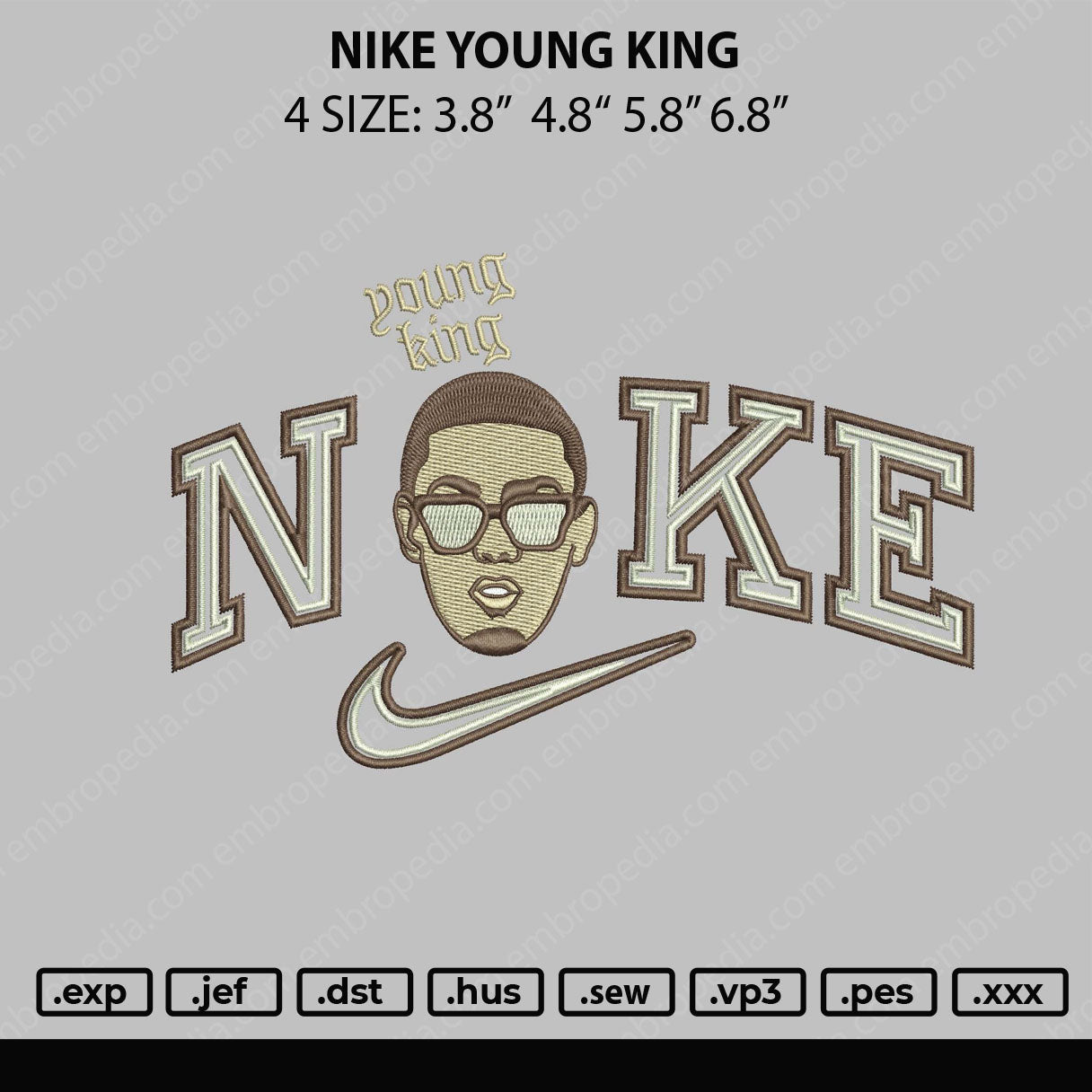 Nike Young King Embroidery File 4 size