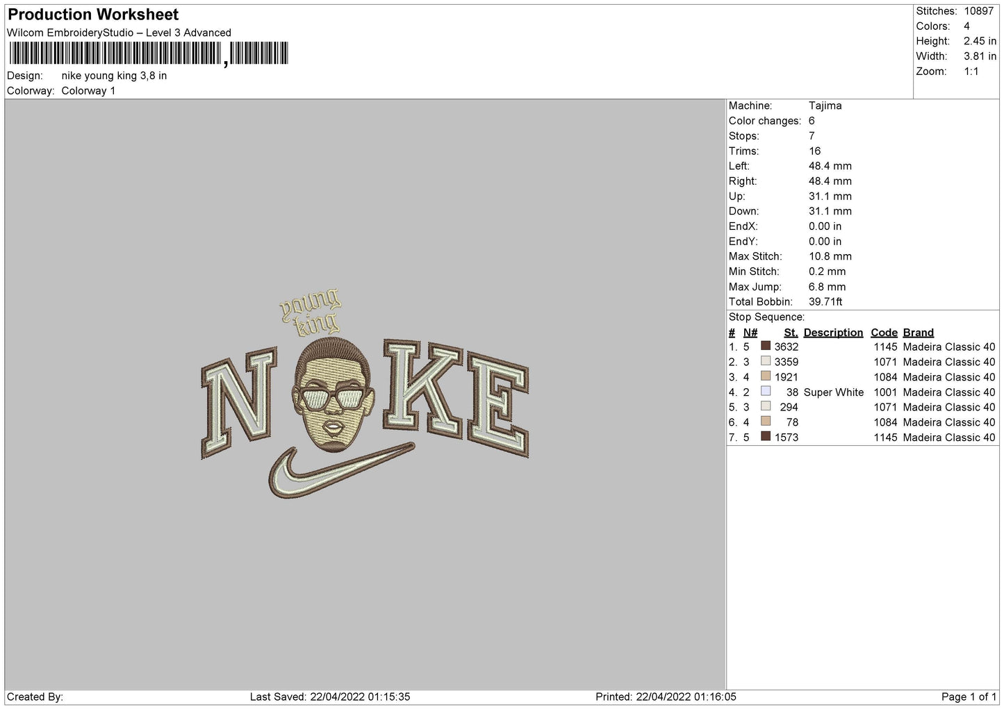 Nike Young King Embroidery File 4 size