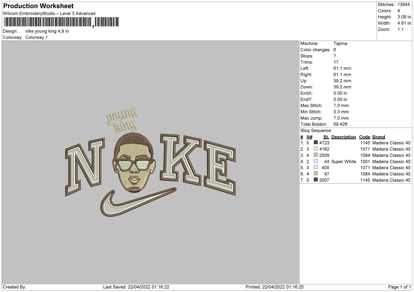 Nike Young King Embroidery File 4 size