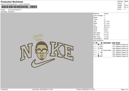Nike Young King Embroidery File 4 size