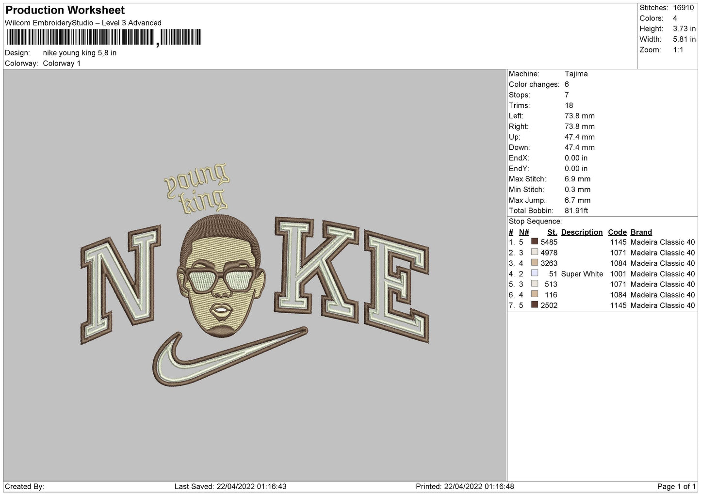Nike Young King Embroidery File 4 size
