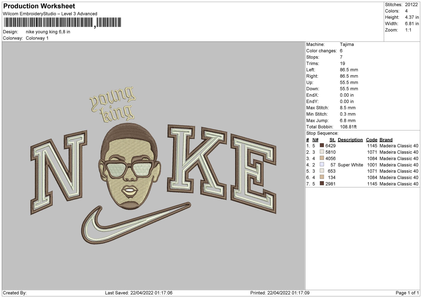 Nike Young King Embroidery File 4 size
