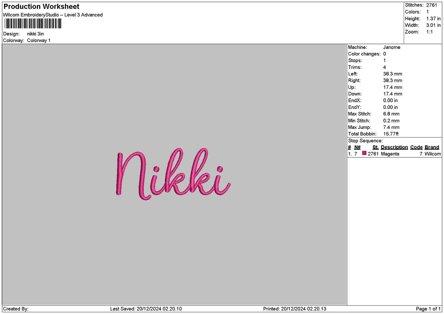 5 Names Separate Embroidery Files