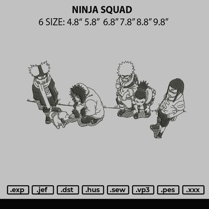 Ninja Squad Embroidery File 6 sizes