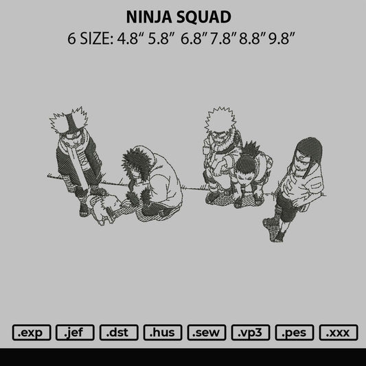 Ninja Squad Embroidery File 6 sizes