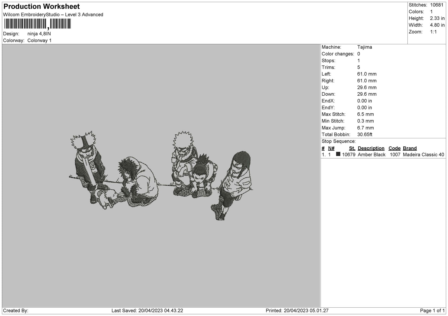 Ninja Squad Embroidery File 6 sizes