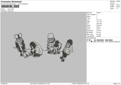 Ninja Squad Embroidery File 6 sizes