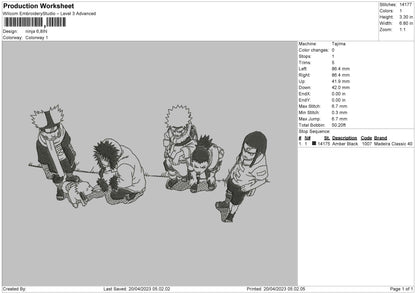 Ninja Squad Embroidery File 6 sizes