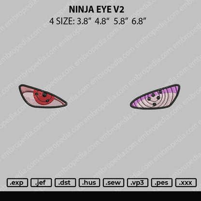 Ninja Eye V2 Embroidery File 4 size