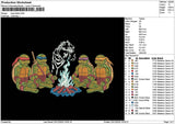 Turtles 2312 Embroidery File 6 sizes