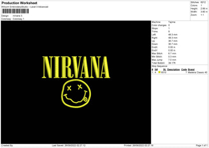Nirvana Embroidery File 6 sizes
