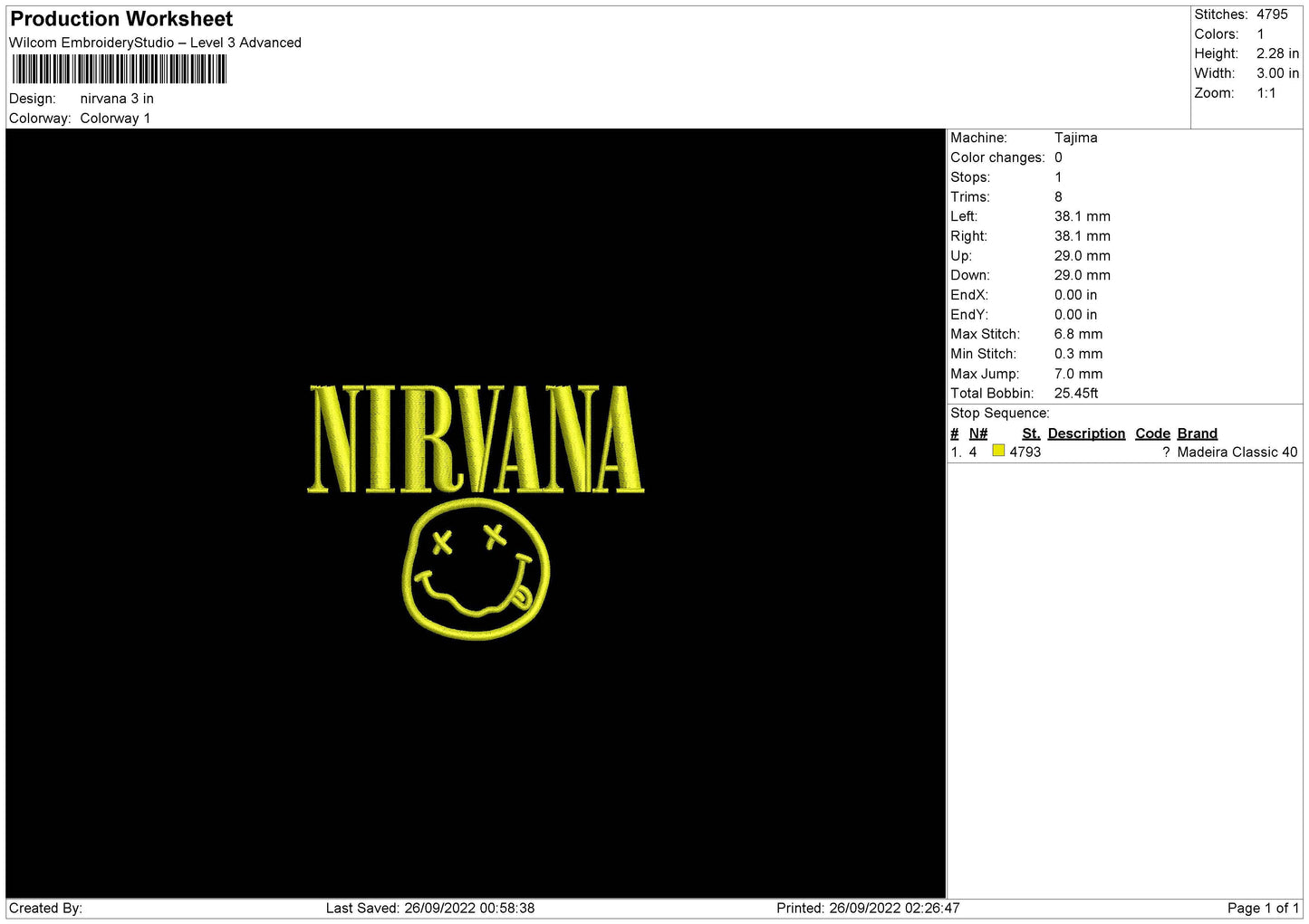Nirvana Embroidery File 6 sizes