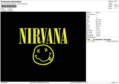 Nirvana Embroidery File 6 sizes