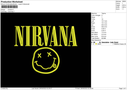 Nirvana Embroidery File 6 sizes