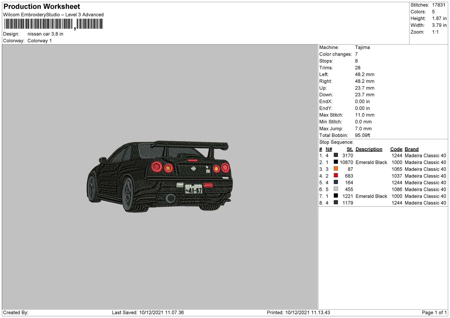 Nissan Car Embroidery File 4 size