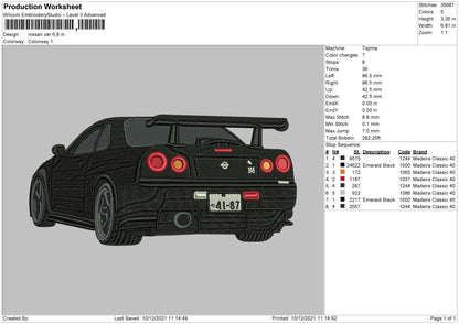 Nissan Car Embroidery File 4 size