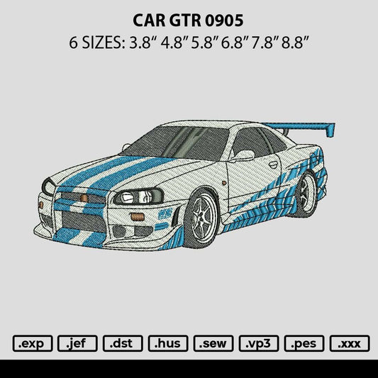 Car Gtr 0605 Embroidery File 6 sizes