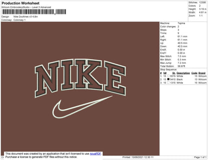 Nike 2 Outline V3 Embroidery File 9 size