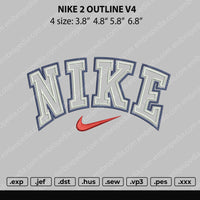 Nike 2 Outline V4 Embroidery File 4 size
