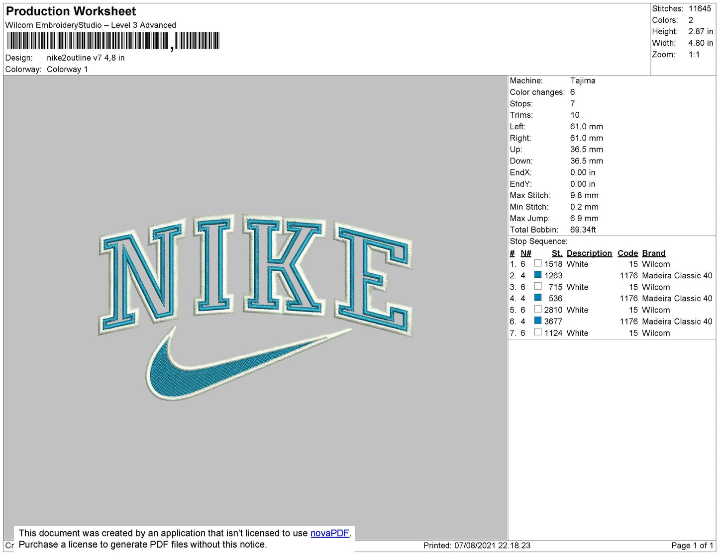Nike 2outline V7 Embroidery File 6 size