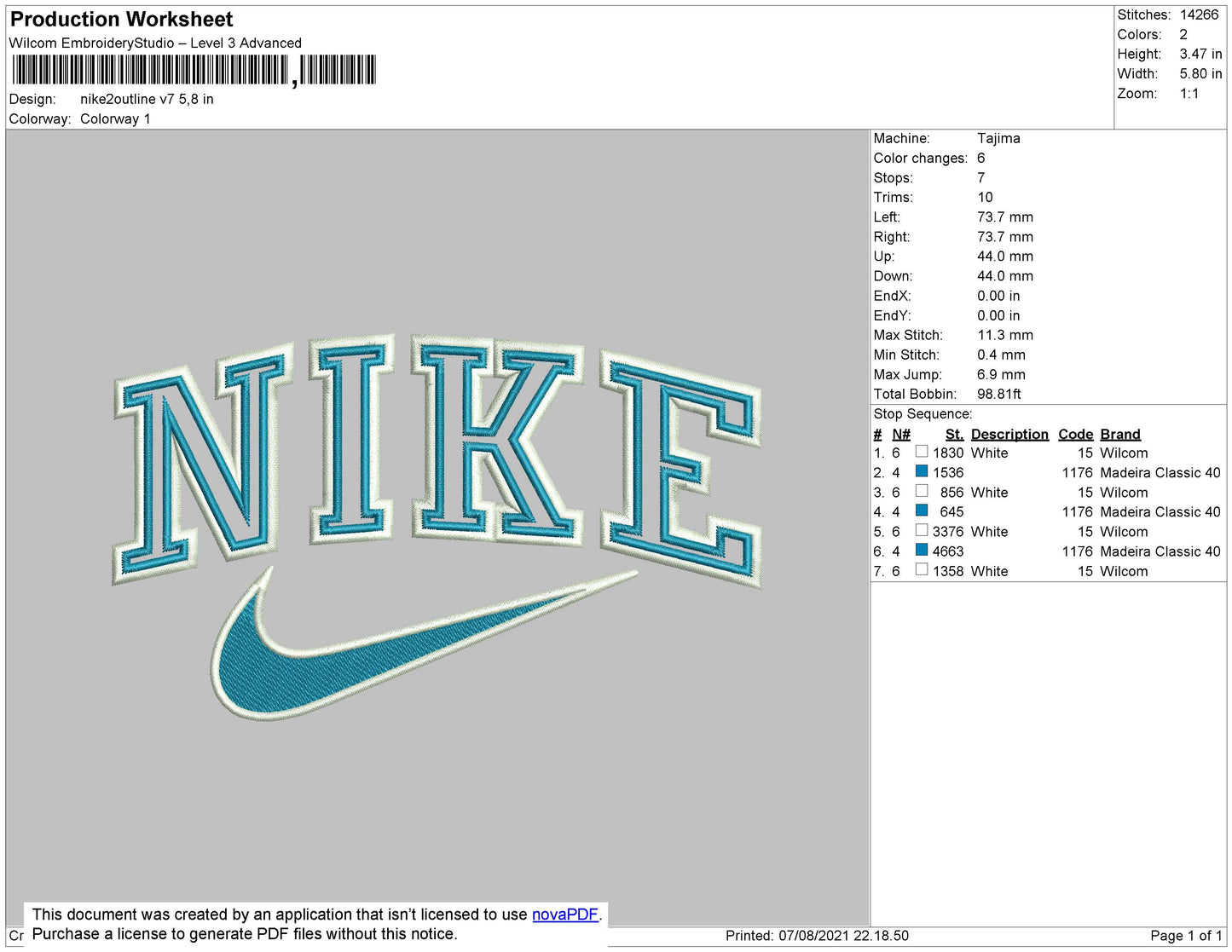 Nike 2outline V7 Embroidery File 6 size