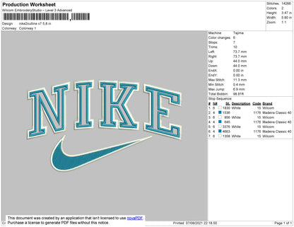 Nike 2outline V7 Embroidery File 6 size