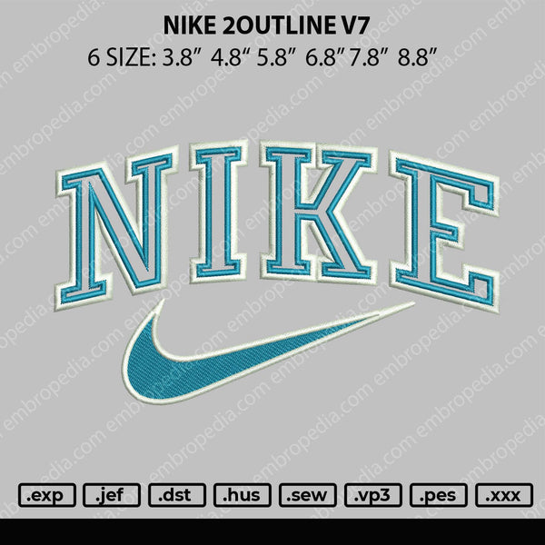 Nike 2outline V7 Embroidery File 6 size