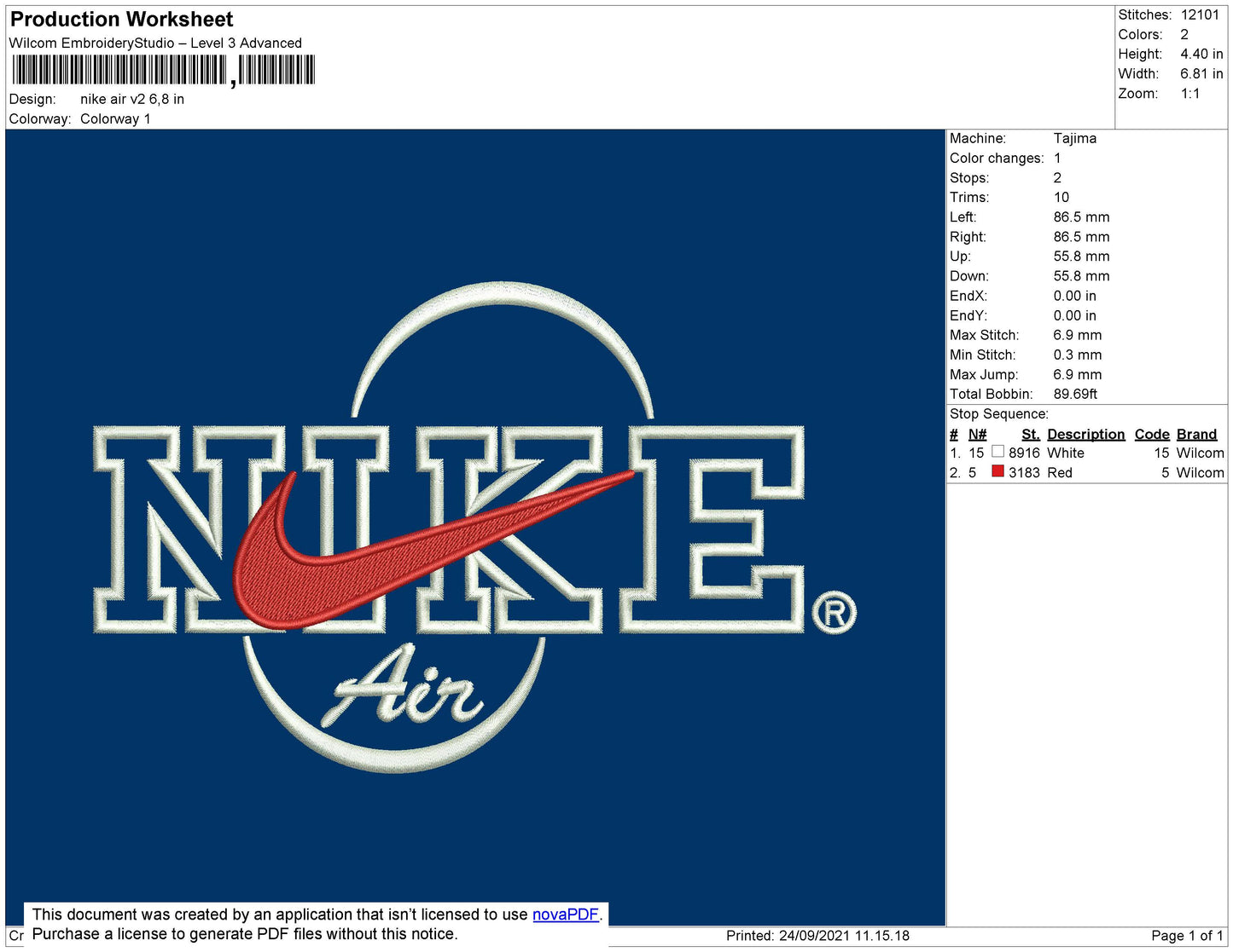 Nike Air V2 Embroidery File 5 size