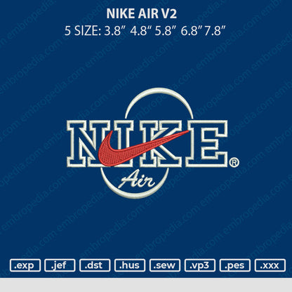 Nike Air V2 Embroidery File 5 size