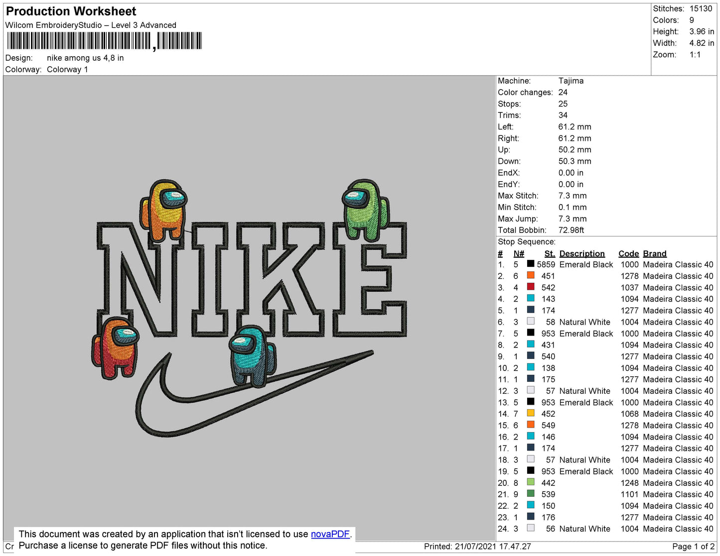 Nike Among Us Embroidery File 4 size