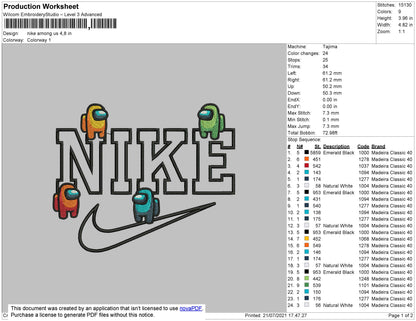 Nike Among Us Embroidery File 4 size