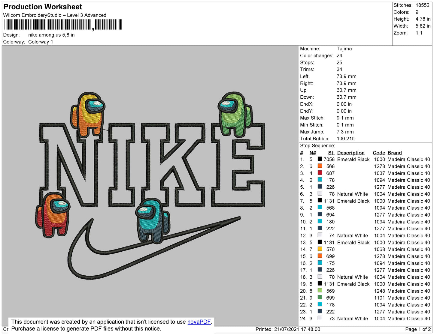 Nike Among Us Embroidery File 4 size
