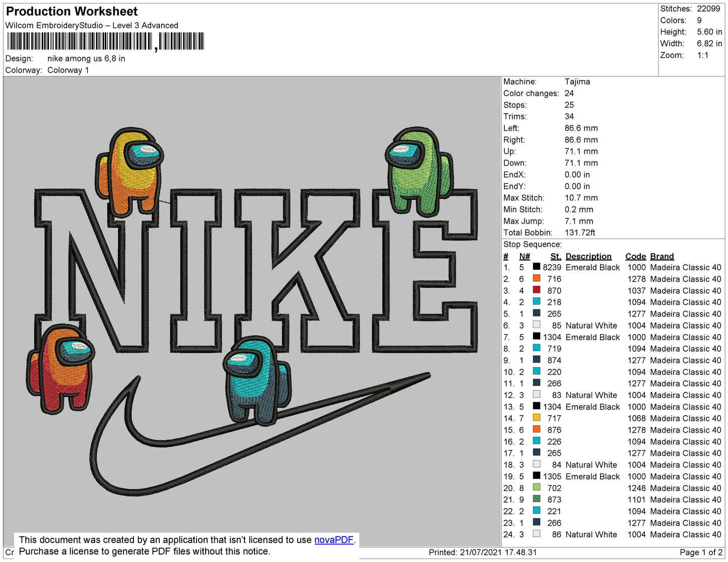 Nike Among Us Embroidery File 4 size