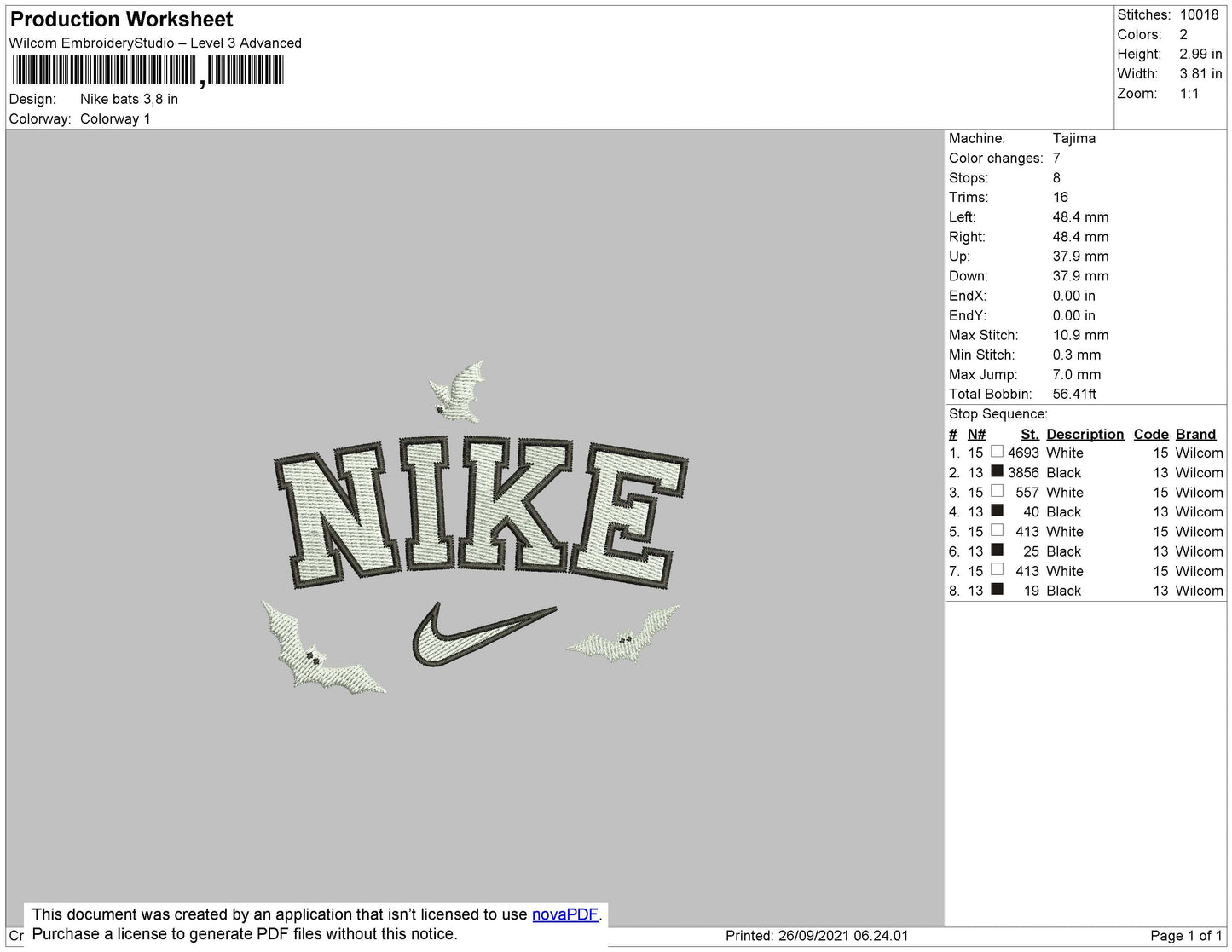 Nike Bats Embroidery File 4 size