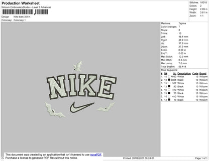 Nike Bats Embroidery File 4 size