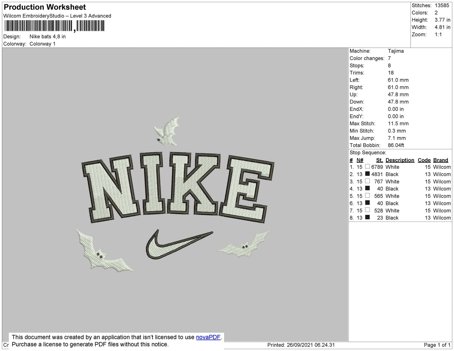 Nike Bats Embroidery File 4 size