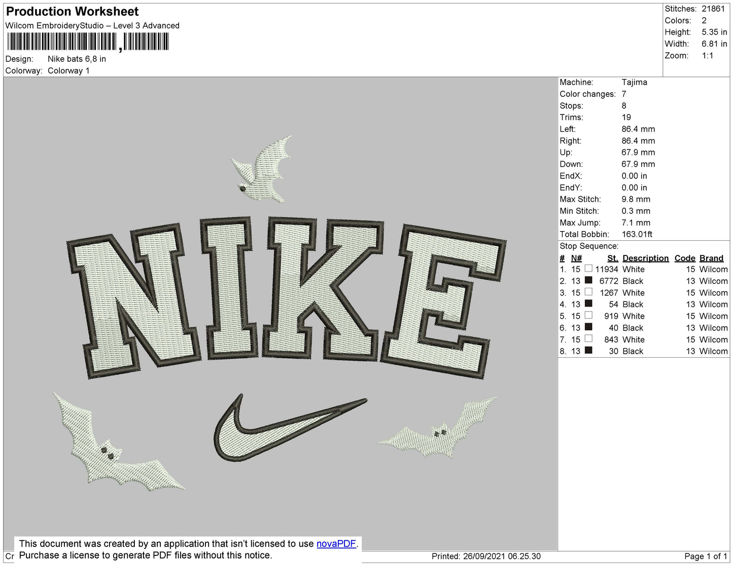 Nike Bats Embroidery File 4 size