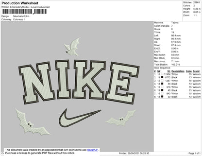Nike Bats Embroidery File 4 size