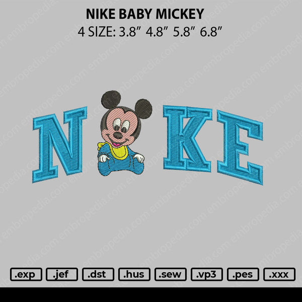 Nike Baby Mickey Embroidery File 4 size