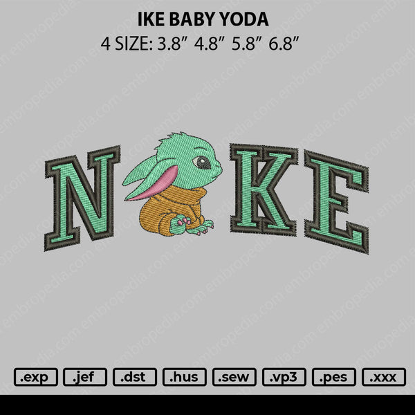 Nike Baby Yoda Embroidery File 4 size