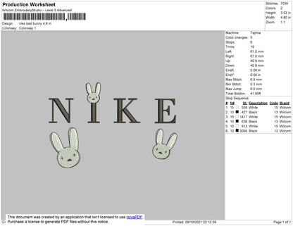 Nike Bad Bunny Embroidery File 4 size